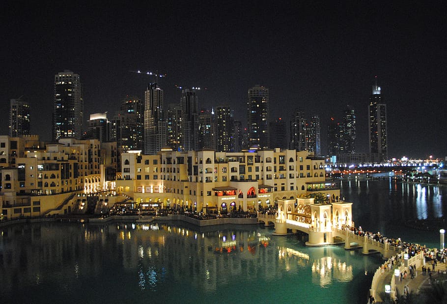 Dubai, Emirates, City, City, Water, Games, emirates, city, water games, shopping centre, arabic, night