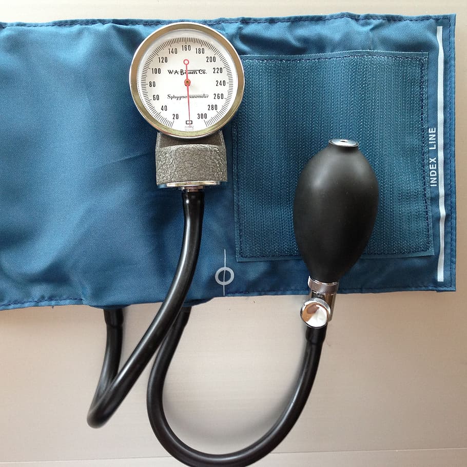 blue, black, sphygmomanometer, blood pressure, blood pressure cuff, medical, equipment, healthcare And Medicine, stethoscope, instrument of Measurement