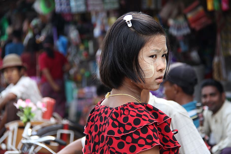 girl, people, young, market, street, snapshot, burmese, yangon, myanmar, travel