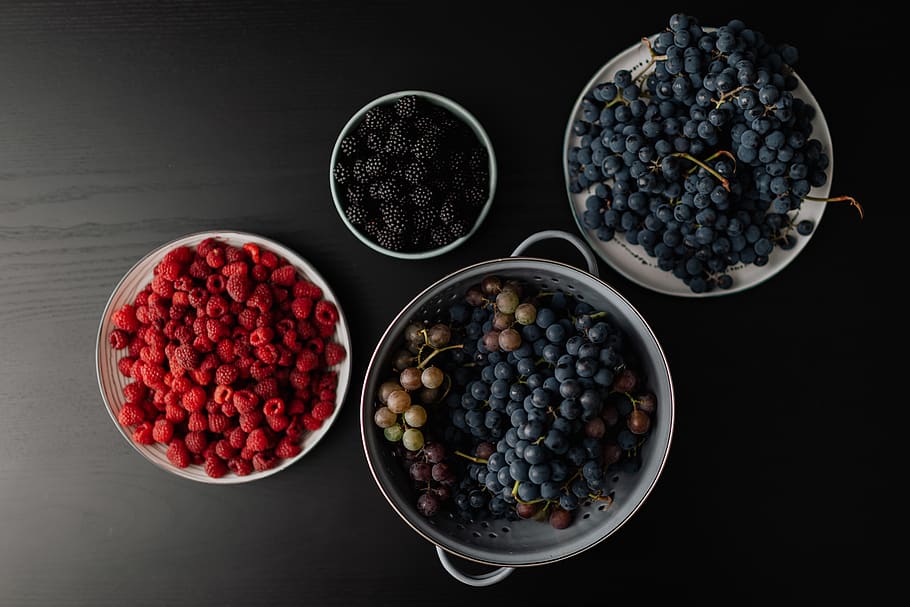 buah-buahan, beri, sehat, ramah lingkungan, vegan, Anggur, blackberry, raspberry, makanan, buah