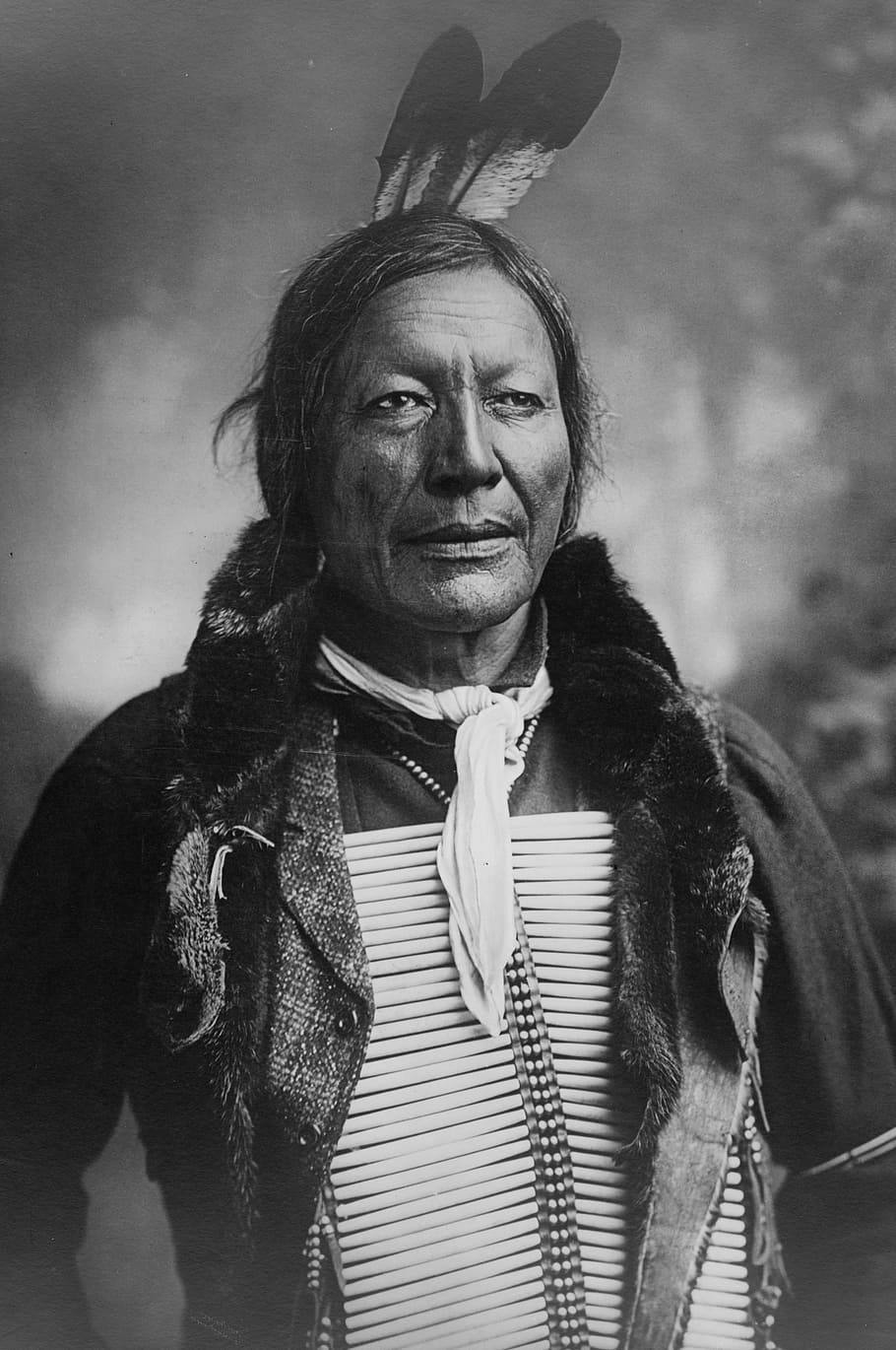 grayscale photo, male, native, american, native american, man, person, chief, chieftain, fire lightning