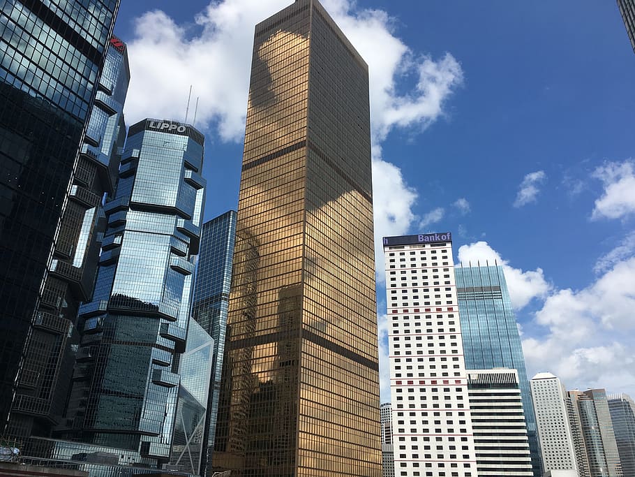 skyscrapers, hong kong, modern buildings, commercial centre, cityscape, hongkong, financial, metropolis, office, business