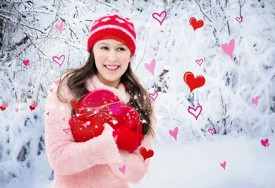 woman, pink, sweatshirt, posing, valentine's day, valentine, heart, pretty girl, love, red