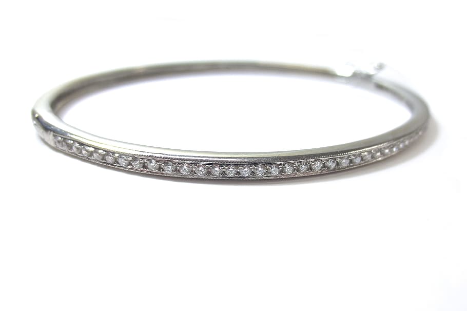 jeweled silver-colored bracelet, diamonds, diamond, bracelet, cuff, hinged, wrist, arm, jewelry, luxury