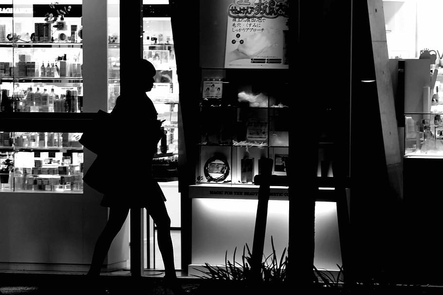 Japan, Osaka, Black And White, White, Person, person, women, street, shadow, one man only, one person