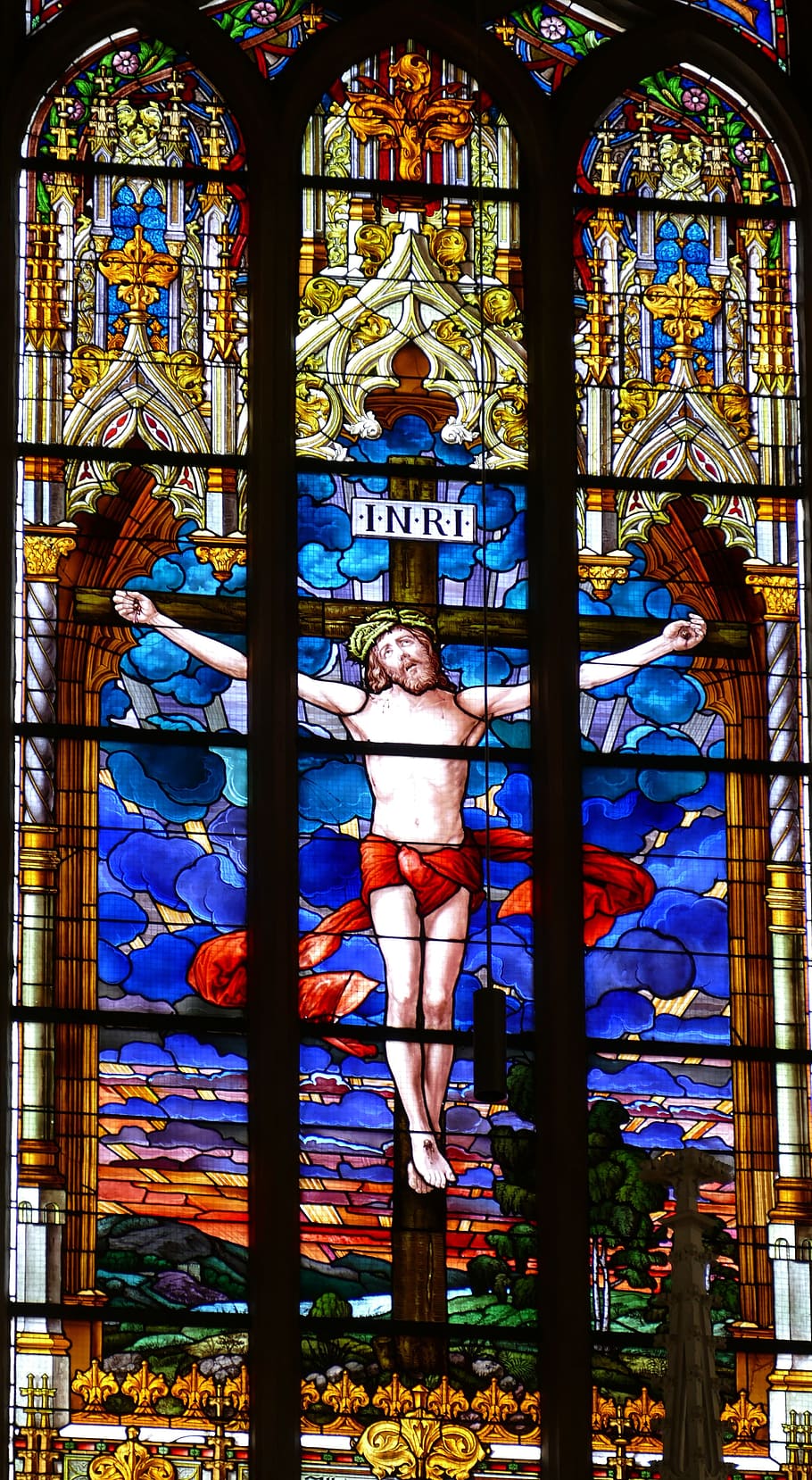 ventana de la iglesia, ventana, vitral, fe, jesús, históricamente, cristianismo, cruz, pasión, viernes santo