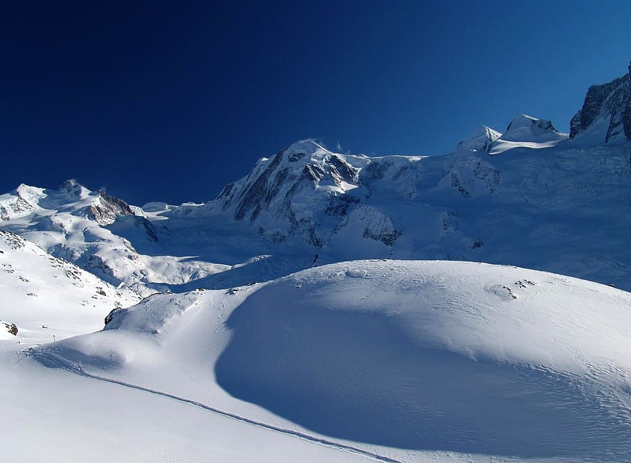monte rosa, zermatt, mountains, mont rose, alps, alpine, snow, ice, landscape, panorama