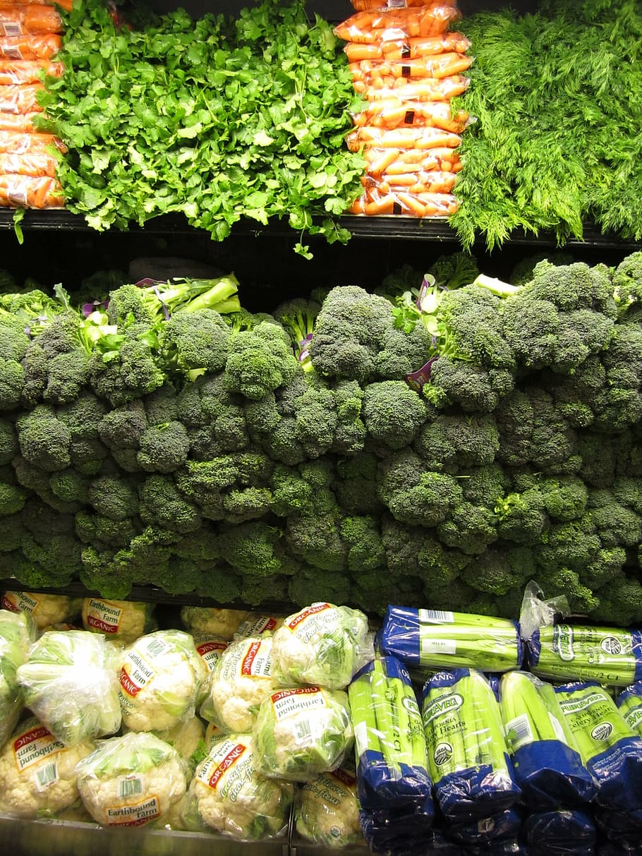 verduras, verde, comida, brócoli, hoja, fresco, saludable, puerros, venta minorista, mercado