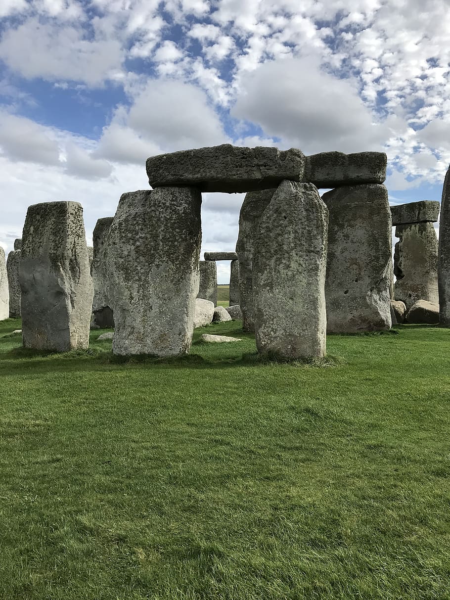 Stonehenge, Wiltshire, prehistórico, monumento, piedra, hito, círculo, arqueología, cielo, hierba