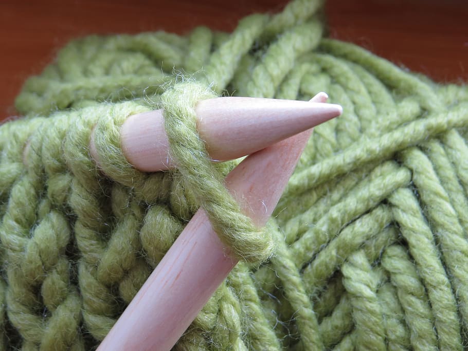 green, rope, pointed, pencil, knit, knitting needles, wool, cat's cradle, hand labor, hobby