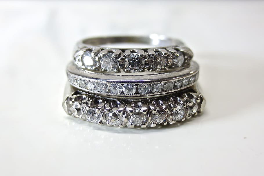 silver-colored ring, diamond stones, Diamond, Platinum, White, Gold, Wedding, white, gold, engagement, love