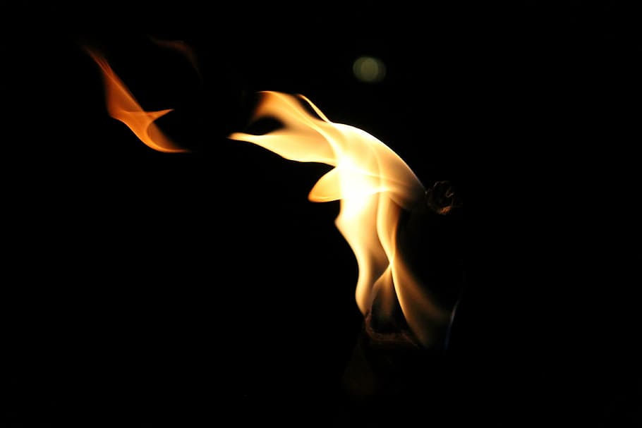 selective, focus photography, fire, flame, torch, night, burn, hot, bright, yellow