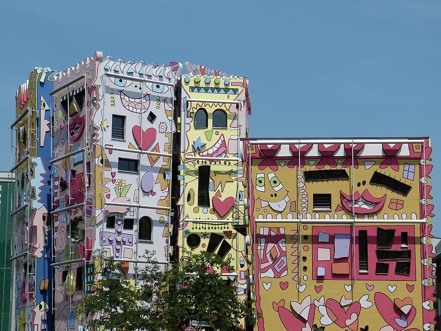 multicolor, casa de muñecas playset, Braunschweig, edificio, hogar, ciudad, moderno, fachada, ventana, arquitectura