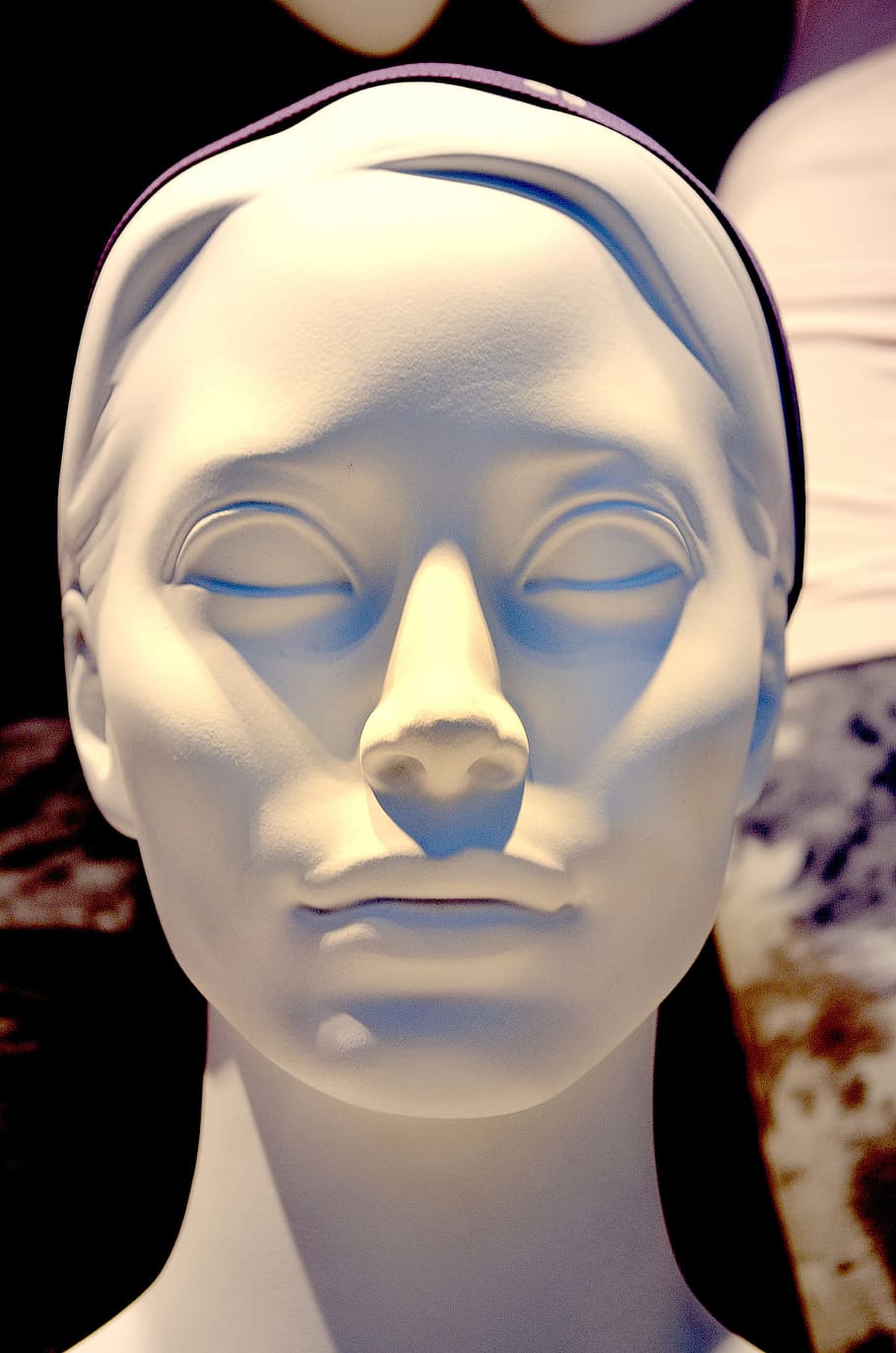 close-up photo, woman statue, face, women, avatar, figurines, symbol, white, macro, people