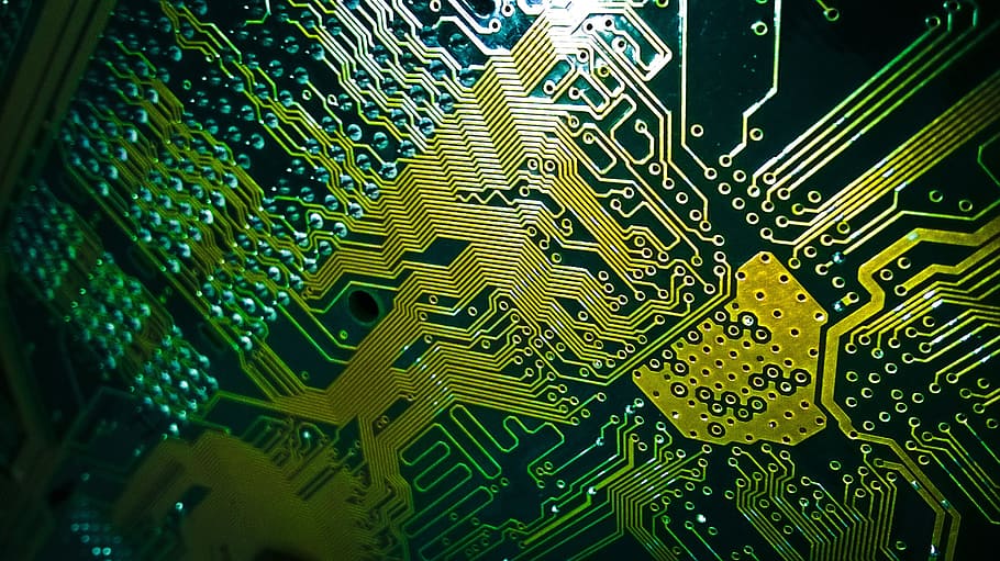 green circuit board, computer, electronics, circuit, technology, laptop, computer technology, computer keyboard, communication, network