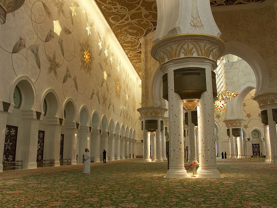 inside, abu dhabi mosque, united, arab emirates, -, Abu Dhabi, Mosque, United Arab Emirates, UAE, holy
