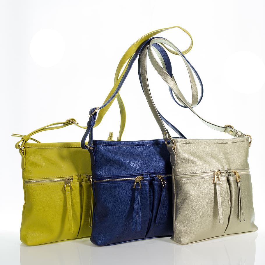 bag, women, yellow, blue, cut out, white background, studio shot, fashion, indoors, travel