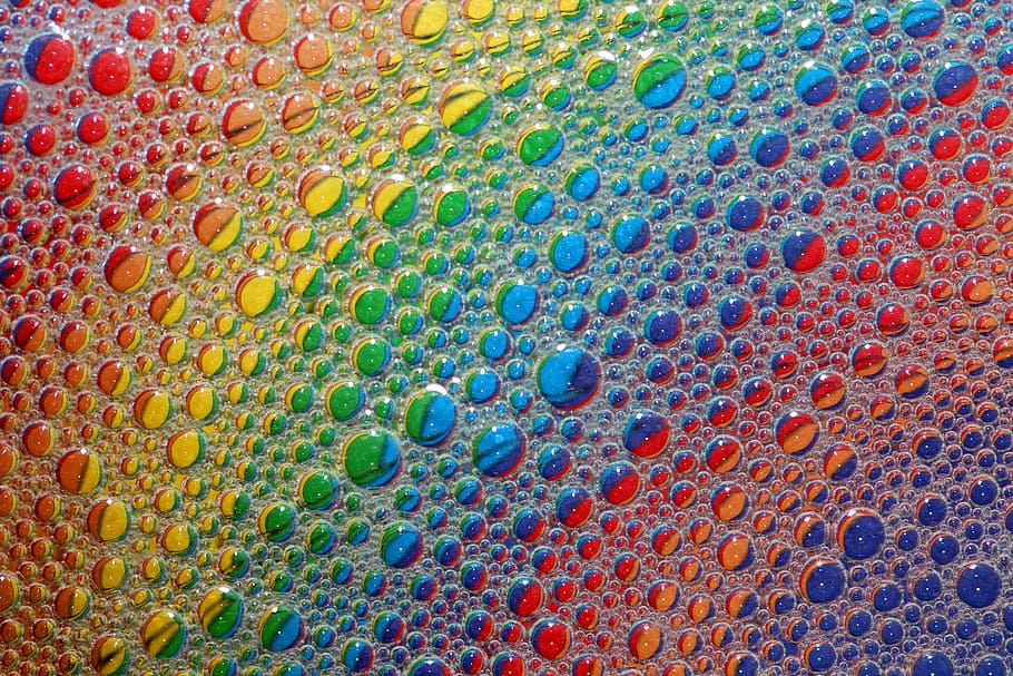 papel tapiz multicolor, burbujas, arco iris, colorido, colores, jabón, reflexiones, macro, gota, líquido