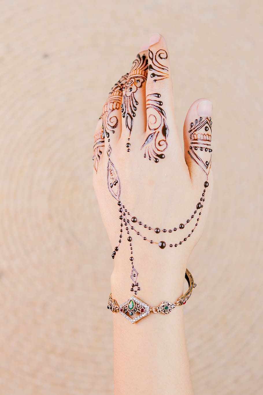 hena, mãos, padrão, fêmea, palmas das mãos, projeto, decoração, arte, indiano, étnica