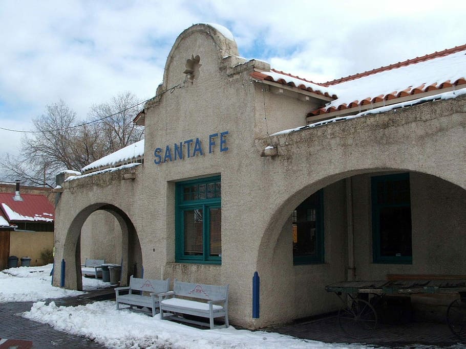 santa, fe, tren, estación, nuevo, méxico, Centro de la ciudad, Santa Fe, estación de tren, Nuevo México