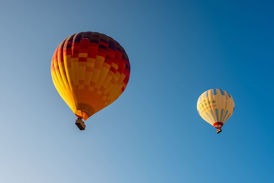 hot air balloons, dawn, sunrise, cappadocia, balloon, air vehicle, flying, adventure, hot air balloon, mid-air