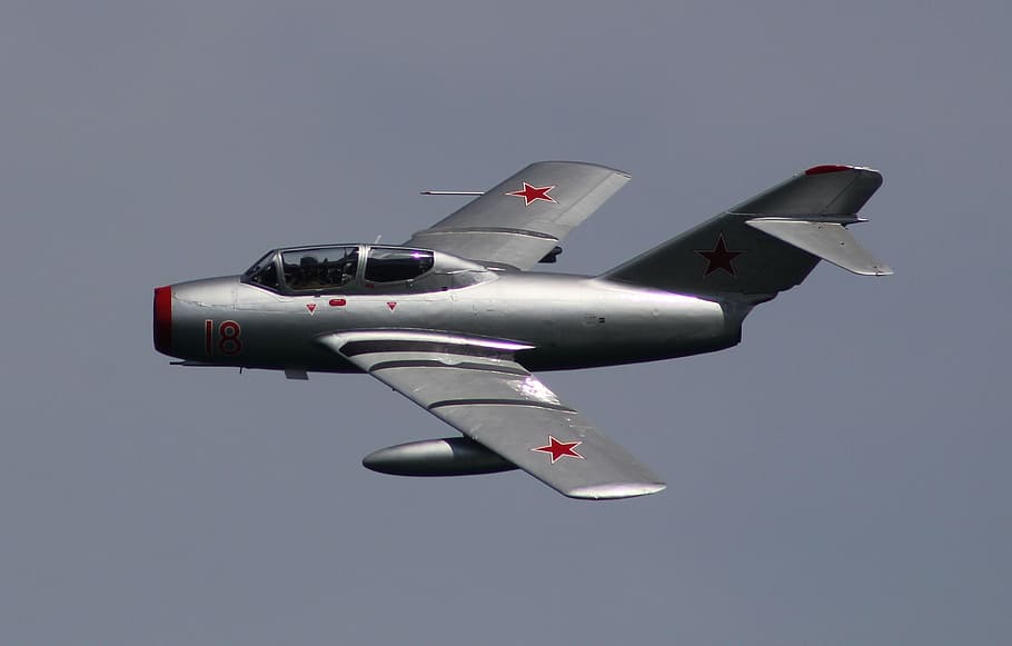 the mig-15, russian fighter, soviet fighters, bassoon, air show, bray air display, aircraft, stunts, planes, flying