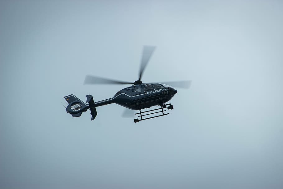 helikopter, polisi, udara, helikopter polisi, pemantauan, terbang, pemantauan udara, kamera pengintai, pasukan, penggunaan polisi