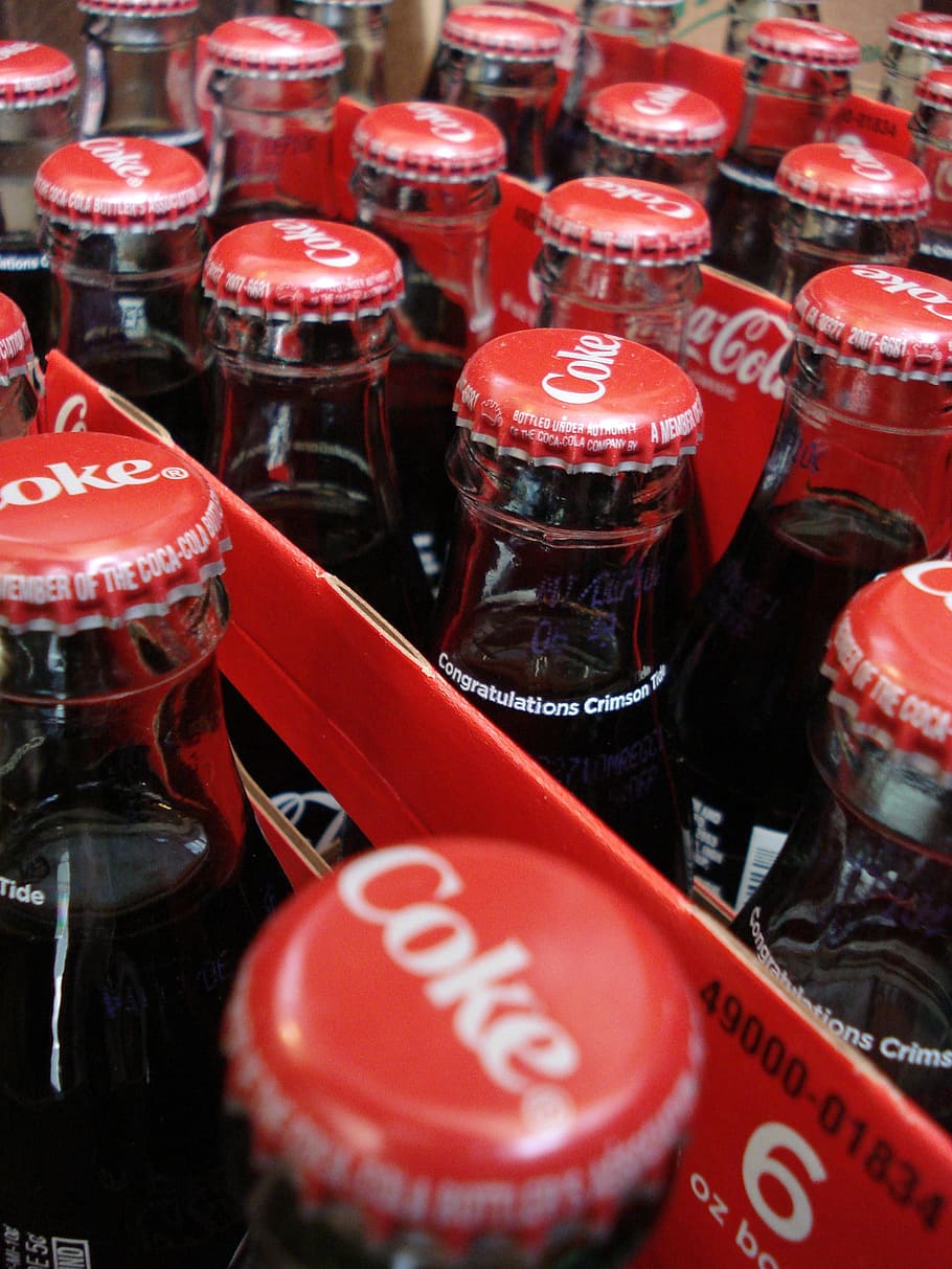 lote de garrafa de coca-cola, coca-cola, cola, garrafa, refrigerante, bebidas, gaseificada, bebida, bebida gelada, engradado