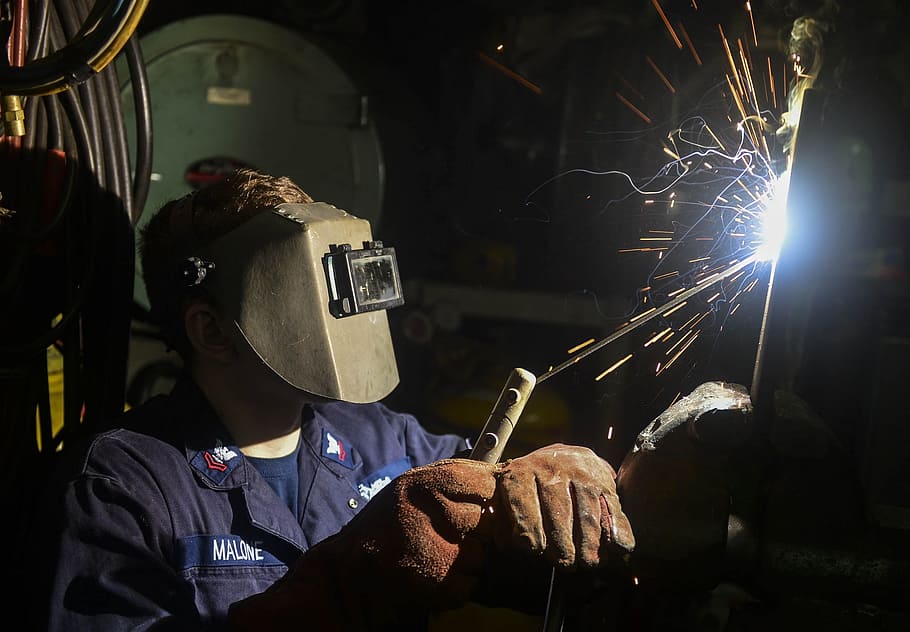 person welding rod, construction, worker, welding, welder, industry, metal, military, person, labor