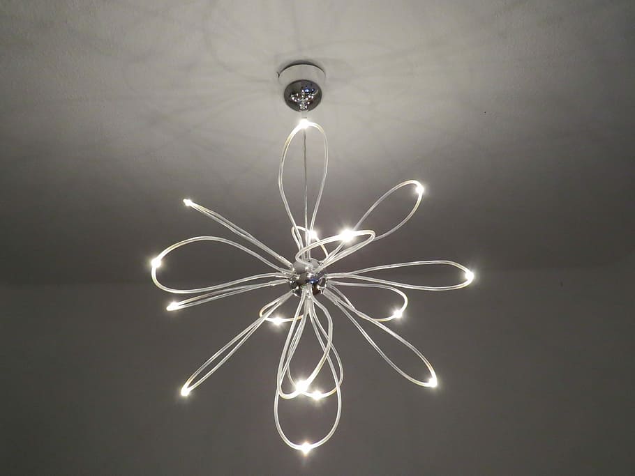 white, string light lamp turned-on, Ceiling, Lighting, Lamp, ceiling lighting, ceiling lamp, modern, led, led lamp