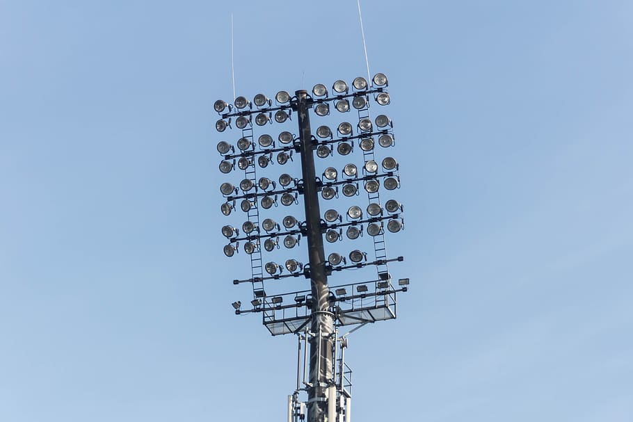 lighting, stadion, advertising, reflector, the mast, replacement lamp, sport, lamp, sky, low angle view