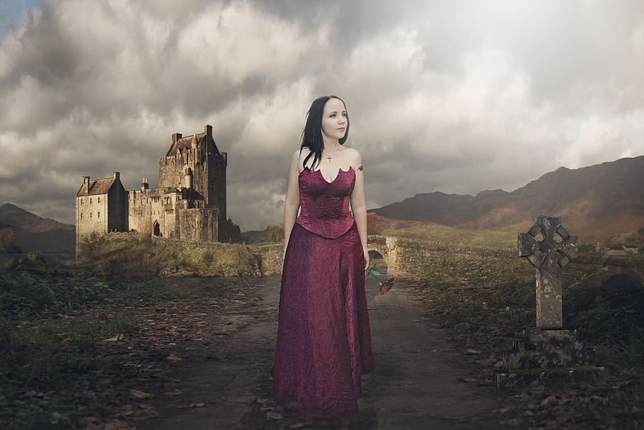 gothic, fantasy, dark, romantic, lady, woman, girl, young, beauty, medieval