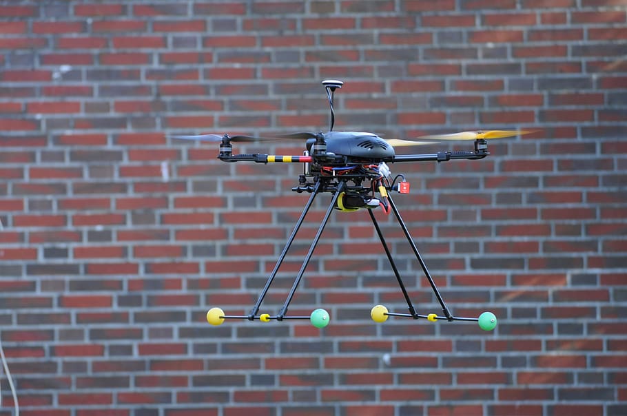 copter, modelling, rc model making, quadrocopter, multicopter, rc model, remotely controlled, brick wall, brick, wall