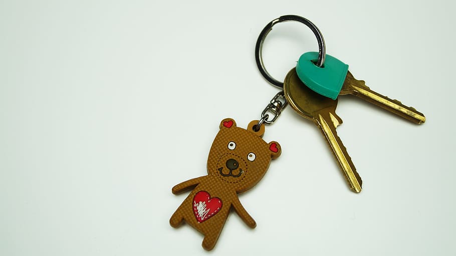 brown, bear, keychain clip art, keys, fob, toy, home, teddy, happy, key