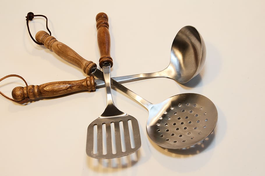 cutlery, kitchen, cook, spoon, old, kitchen cutlery, dipper, metal, indoors, kitchen utensil