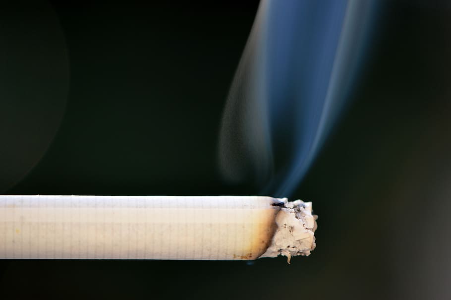 cigarette, smoke, embers, ash, close-up, indoors, smoke - physical structure, studio shot, burning, still life