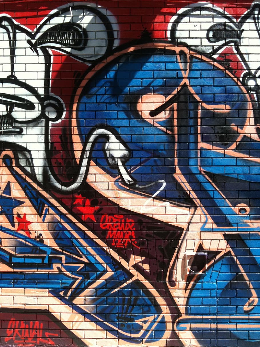 graffiti, art, painting, wall, urban, creative, artistic, brick wall, red white and blue, american flag