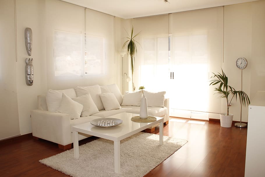 rectangular, white, wooden, table, living room, style, decoration, simple, happy, decorative