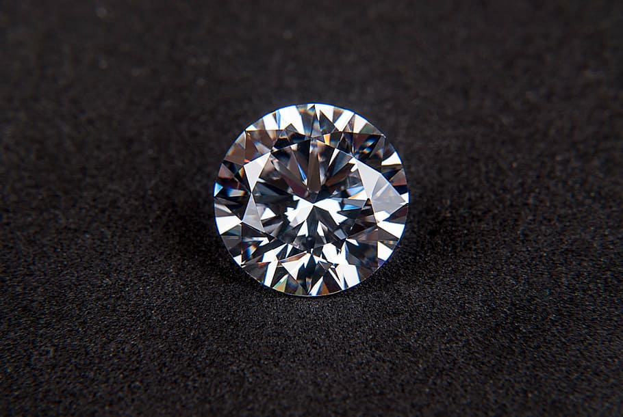round-cut, clear, gemstone, diamond, gem, cubic zirconia, jewel, shiny, luxury, precious
