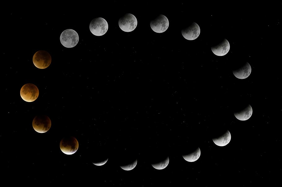 moon digital wallpaper, blodmåne, moon, the full moon, astrofotografi, stars, night, darkness, denmark, night photography