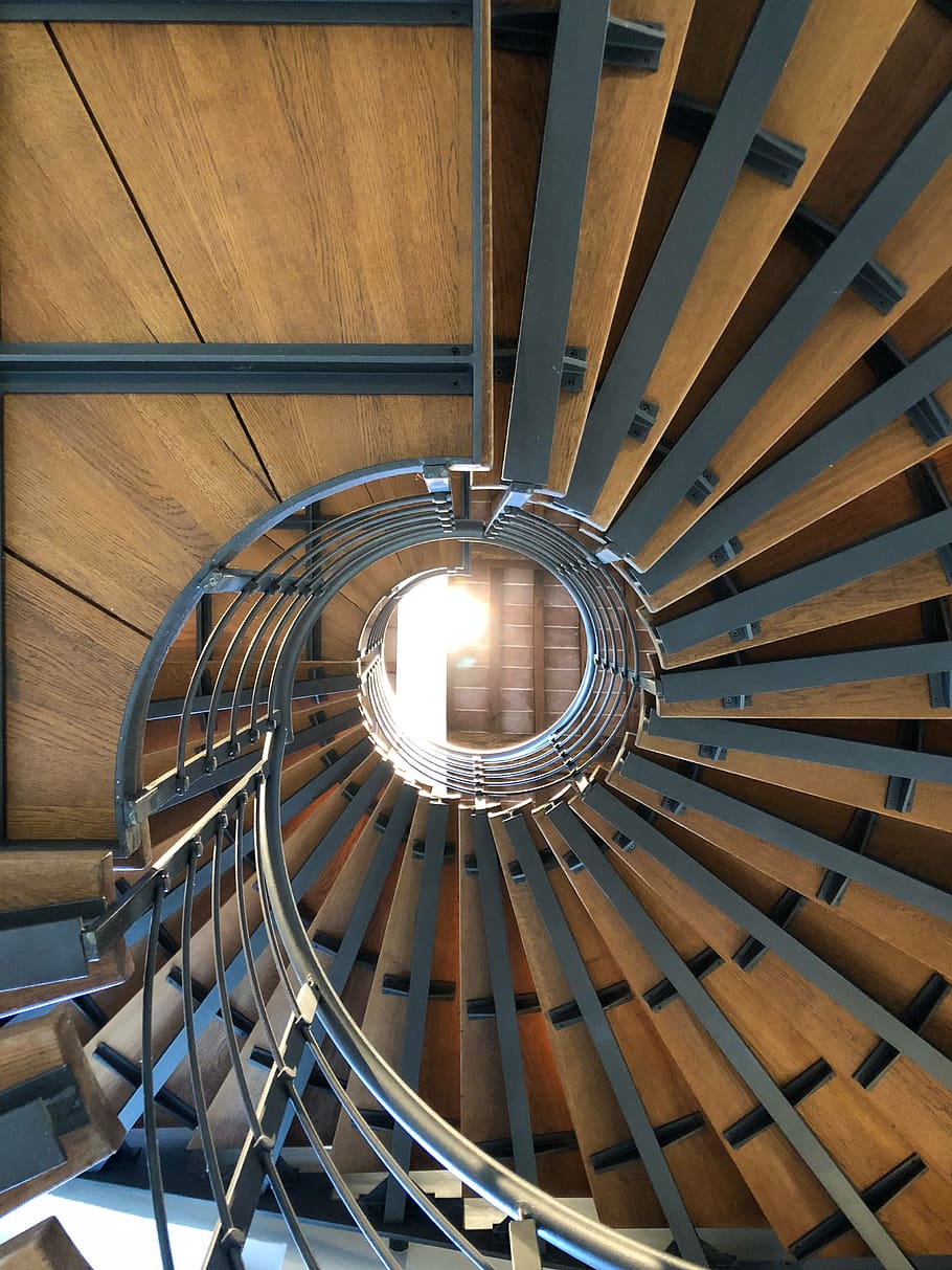 spiral, staircase, architecture, steps, building, stair, perspective, abstract, interior, design
