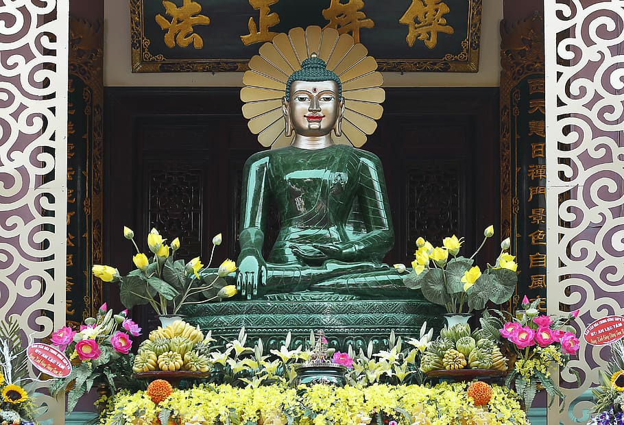 buda, cultural, religión, vietnam, templo yen phu, paz esmeralda buda, escultura, representación, estatua, representación humana