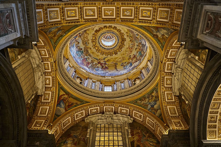 st peter's basilica, vatican, illuminated, dome, evening, famous, architecture, church, religion, dom