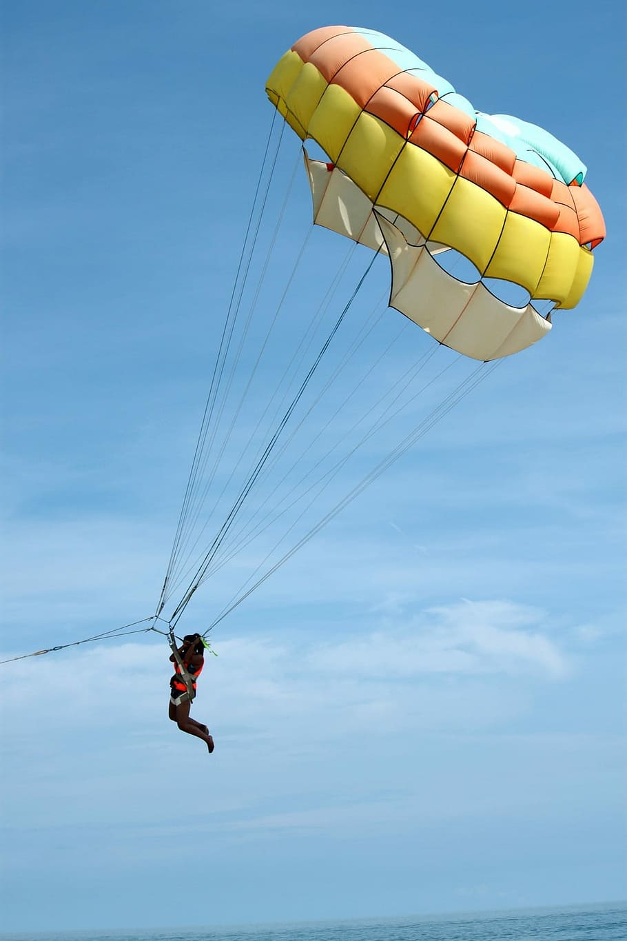 parapente, paraquedismo controlável, controlável, paraquedismo, paraquedas, voar, vista aérea, asa delta, céu, azul