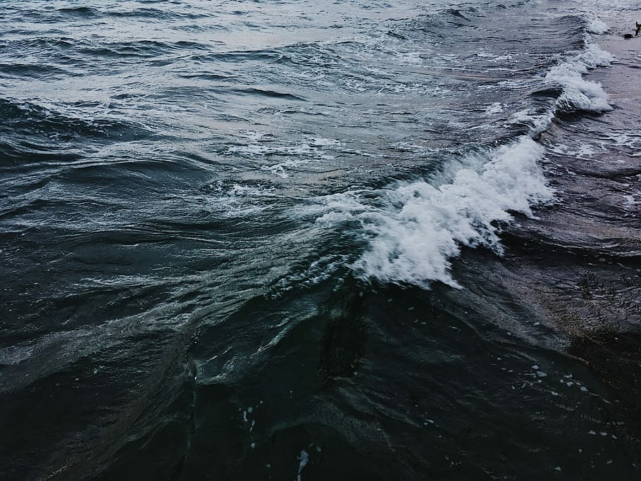 foto gelombang laut, gelombang laut, foto, biru, abu-abu, hijau, ungu, laut, air, gelombang