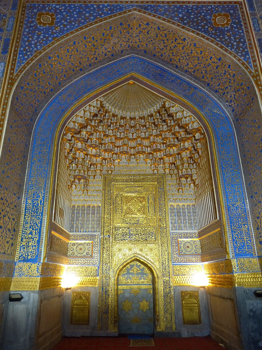 Medrese, Kori, tillakori medrese, tillya kori, mosque, gilded, gold covered samrakand, uzbekistan, architecture, islam