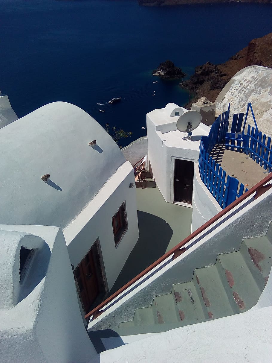 santorini, greece, island, water, nature, architecture, sea, built structure, day, building exterior