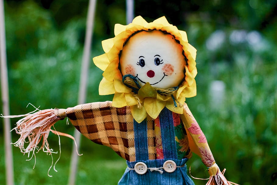 Scarecrow, Garden, Spring, Focus, allotment, one person, one girl only, children only, child, childhood