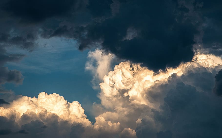 white, blue, clouds photo, the clouds, blue sky, nature, storm, cloud - sky, sky, weather