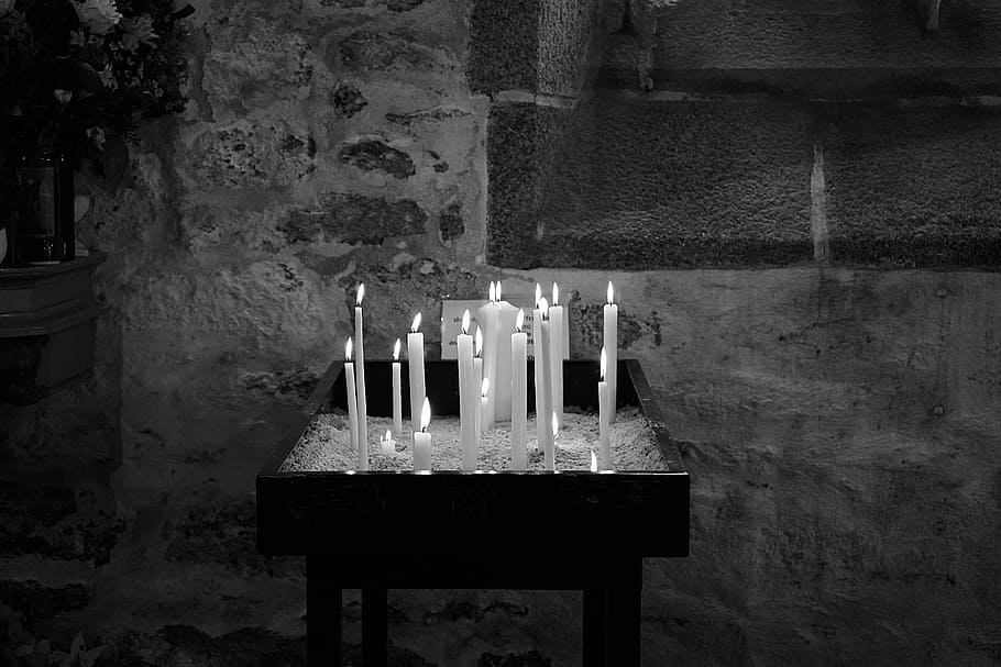 burning, table, Candles, Candle, Old Church, church, prayers, flame, light, religious monuments